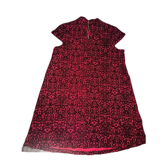 Chelsea & Theodore Embroidered Black Red Holiday Christmas Velvet Dress XL (J9) - Picture 4 of 4